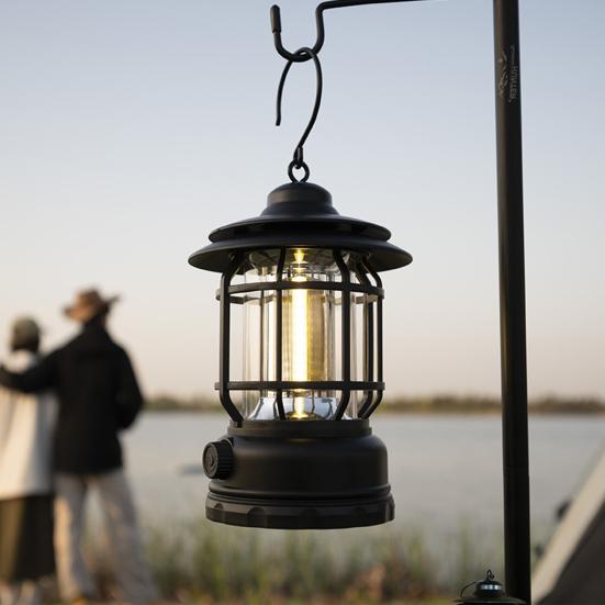 Retro Shape Outdoor Camping Light IPX4 Waterproof Type-C Fast Charging Hook Design Tent Lamp Multifunctional Handheld Outdoor Light