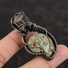 Ammonite Fossil Pendant Copper Wire Wrapped Pendant Moonstone Gemstone Pendant Handmade Copper Wire Wrap Jewelry Designer Pendants For Gift