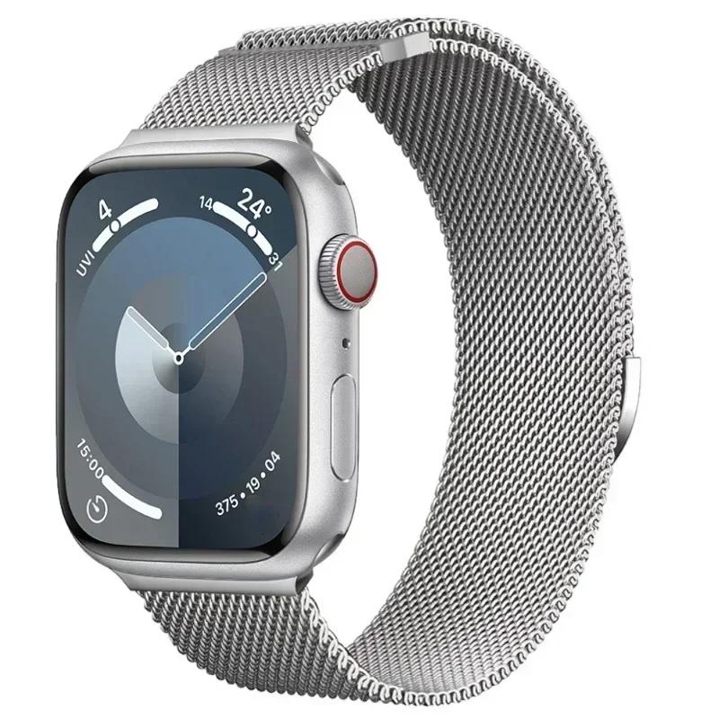 

Миланский ремешок Для ремешков Apple Watch 44мм 40мм 45мм 49мм 41мм 38мм 42 44 мм Браслет iwatch Серии 9 3 6 5 SE 7 8 Ultra 2 ремешок 38 40 41mm серебряный
