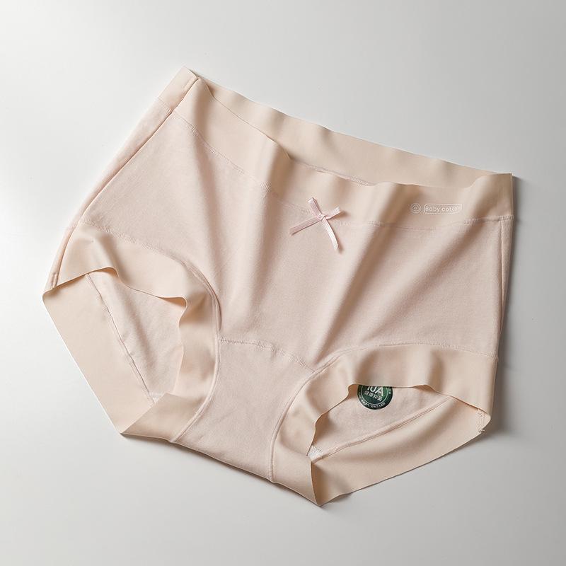 Women's Spring and Summer Pure Cotton 10A Class Antibacterial Extended Crotch Mid Waist Briefs