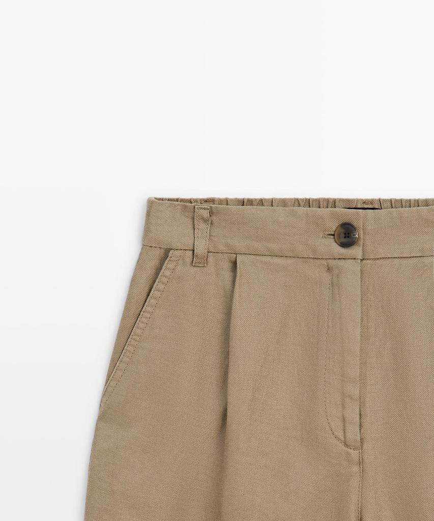 Masimodutti 100% Linen Wide Leg Stretch Pants