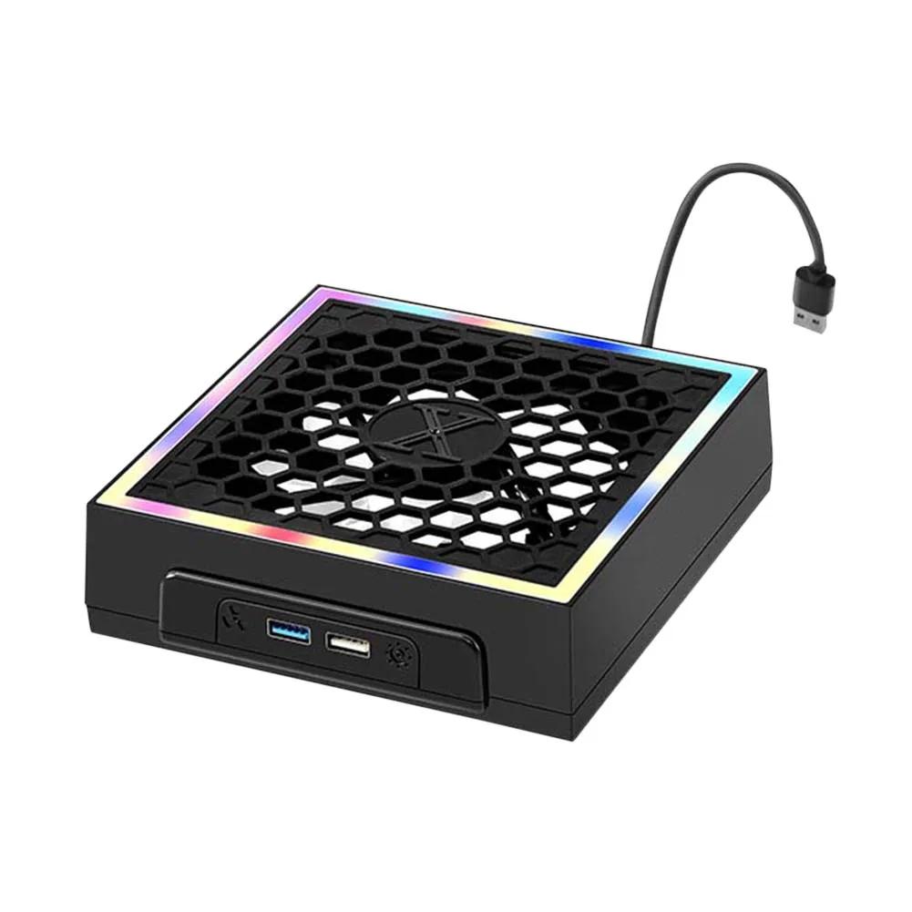 For Xbox Series X Game Console Cooling Fan Top Dust Proof Cover 3 Speed Adjustable Fan Cooling System RGB Breathing Light 2 USB