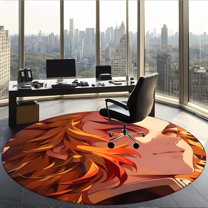 Kyojuro (1) Round Office Rug Decorative Floor Rug for Office Bedroom Living Room and Home Space