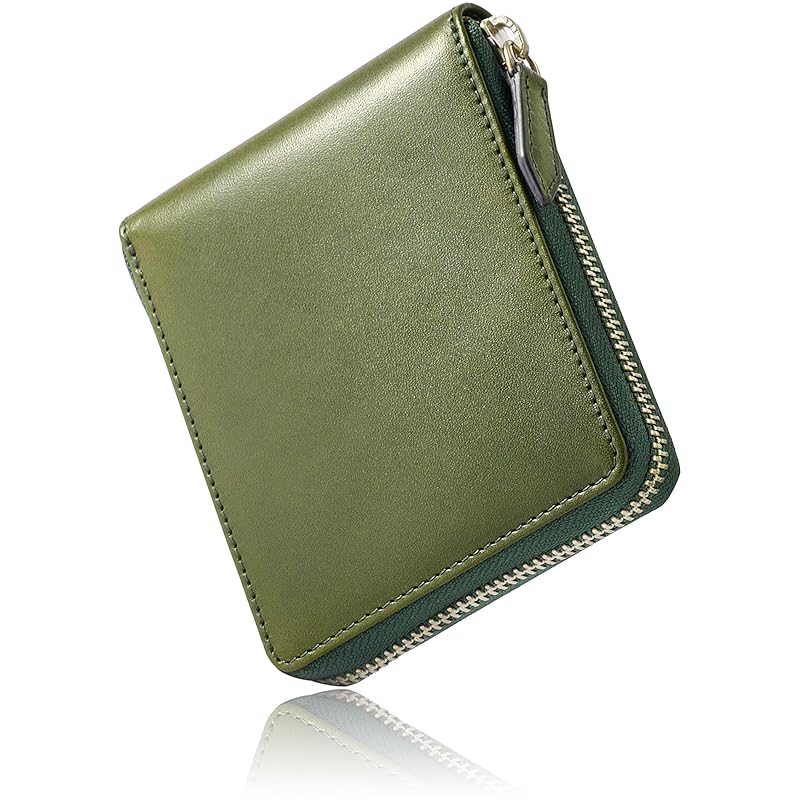 

[Eredita] wallet men s Bifold - Round zipper - Tochigi leather (green)