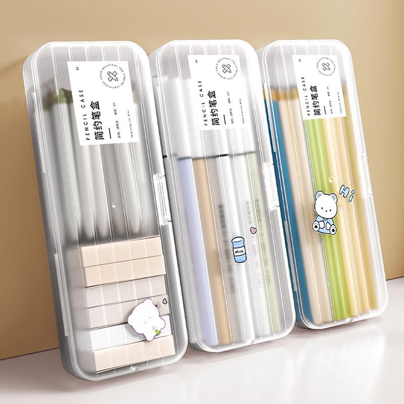 1Pc Pencil Case Box Transparent Plastic Pencil Box For Students Without Printing Case Supplies Pencil Sundries Storage