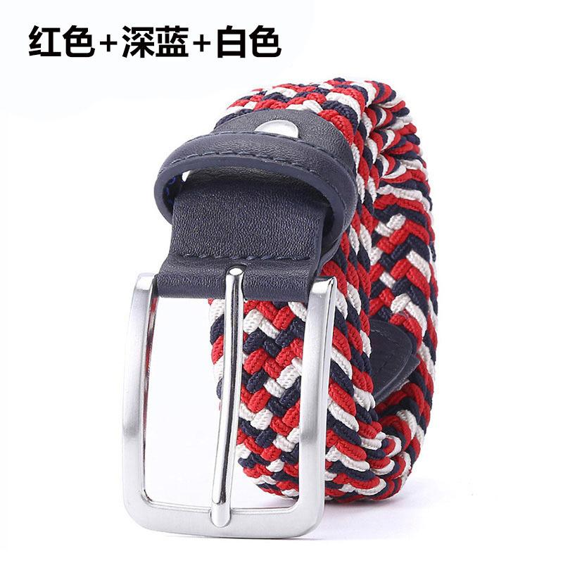 Men'S Belt Braided Elastic Belt Non-Porous Belt Men'S And Women'S Pin Buckle Elastic Belt