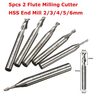 6 mm HSS 2 Flute End Mill Straight Shank for Machining Pack of 5