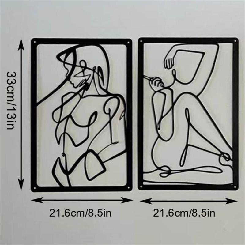 Creative Metal Abstract Female Art Drawing Abstract Decors Elegant Metal Wall Decors Add Artistic Touch to Room Office