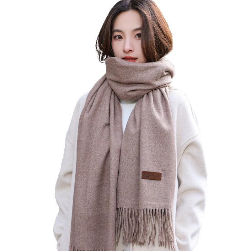 2025 Korean Style Dual-Use Winter Scarf Shawl for Women - Thick Warm Imitation Cashmere, Versatile Neck Warmer for Students.