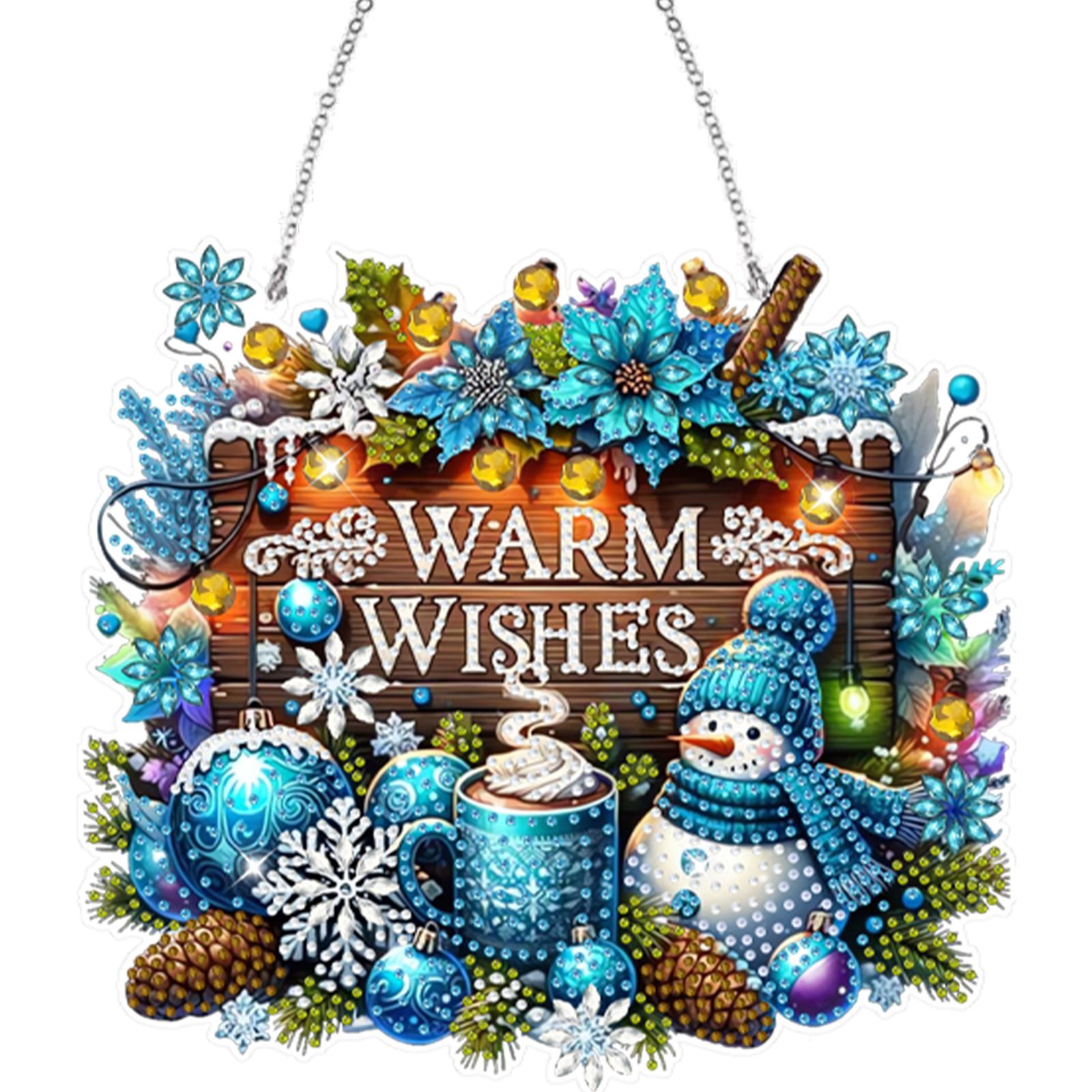 

Christmas Theme 2D/Flat DIY Wooden Diamond Painting Set Hanging Diamond Art Kits Diamond Art Pendant Home Wall Decoration Crafts