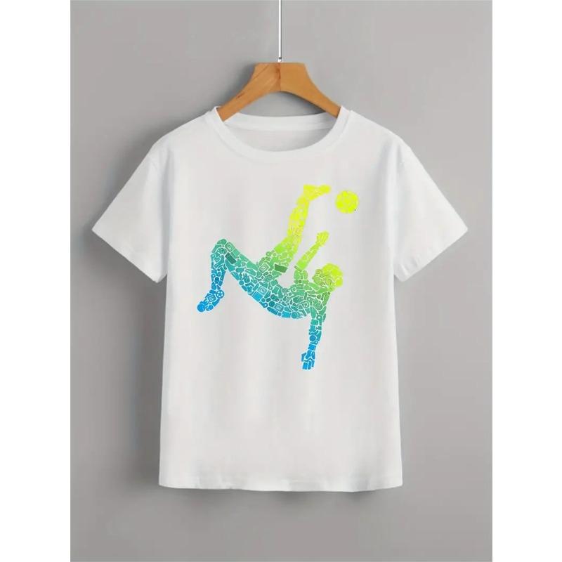 

2025 Спортивная детская одежда для мальчиков с коротким рукавом Детская одежда Верхняя футболка Повседневная беговая футболка Модная простая дышащая футболка 100