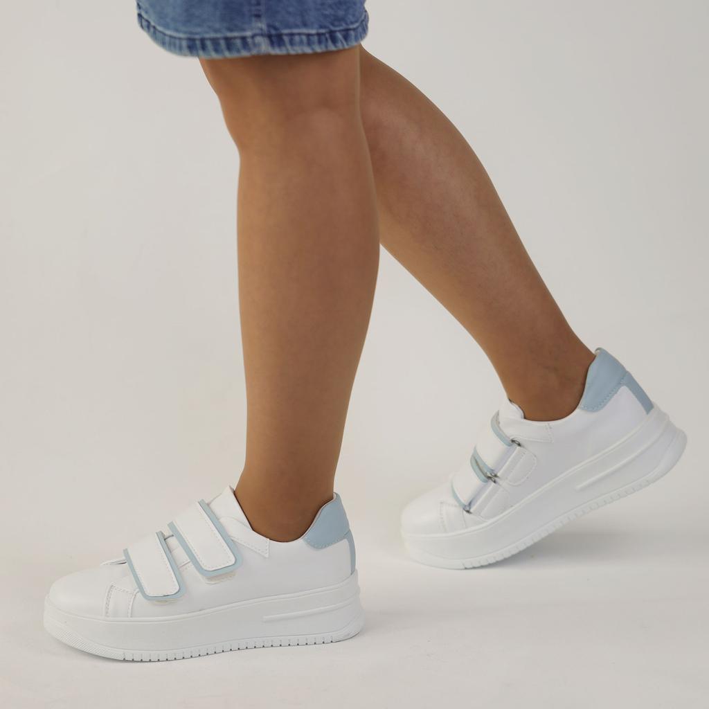 Damen-Sneakers mit dicker Sohle und Klettverschluss, Freizeitschuhe