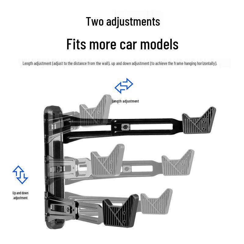 Adjustable Bicycle Wall Mount Rack with Silicone Protection, 40kg Capacity, Space-Saving Design.