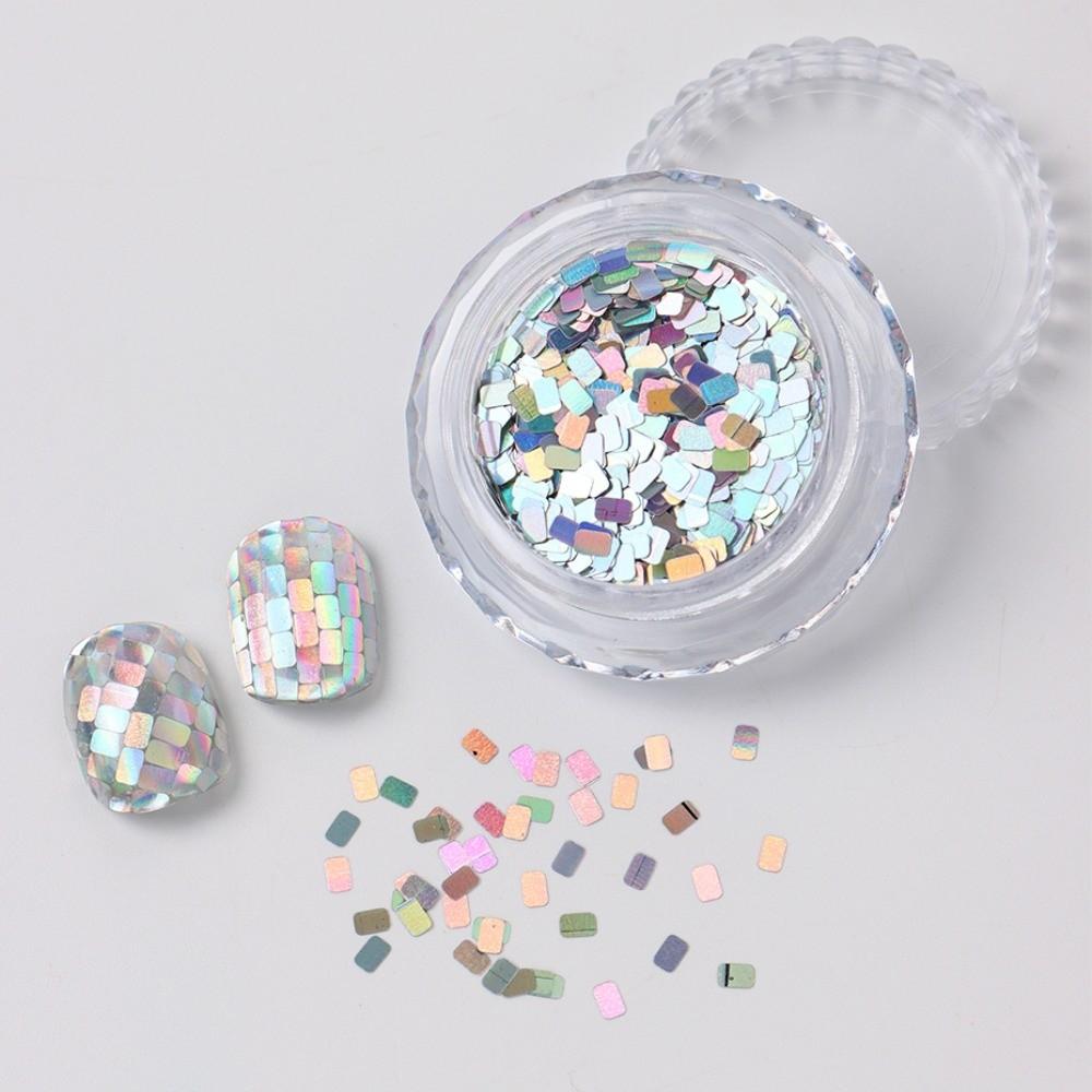 Holographic Square Nail Art Sequins Shimmering Silvery Laser Nail Glitter Decoration Metallic Nail Paillette Sequins