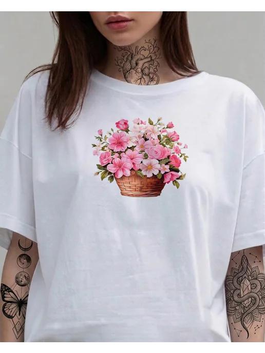 Flowers T-shirt (Daisy). Summer print S