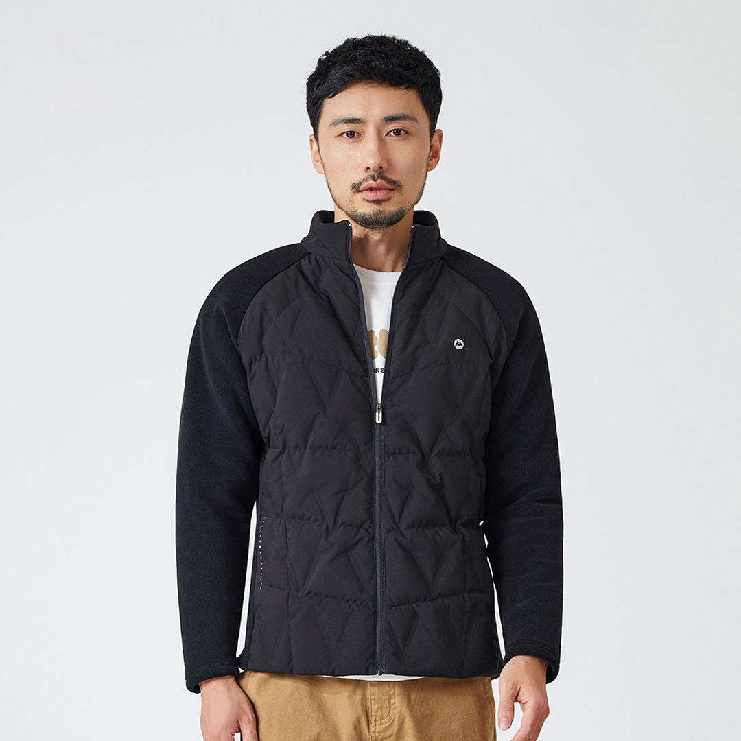 Downy Men s Lightweight Windproof Winter Running Jacket - Fleece, Stand Collar, Warm Outerwear XL чёрный