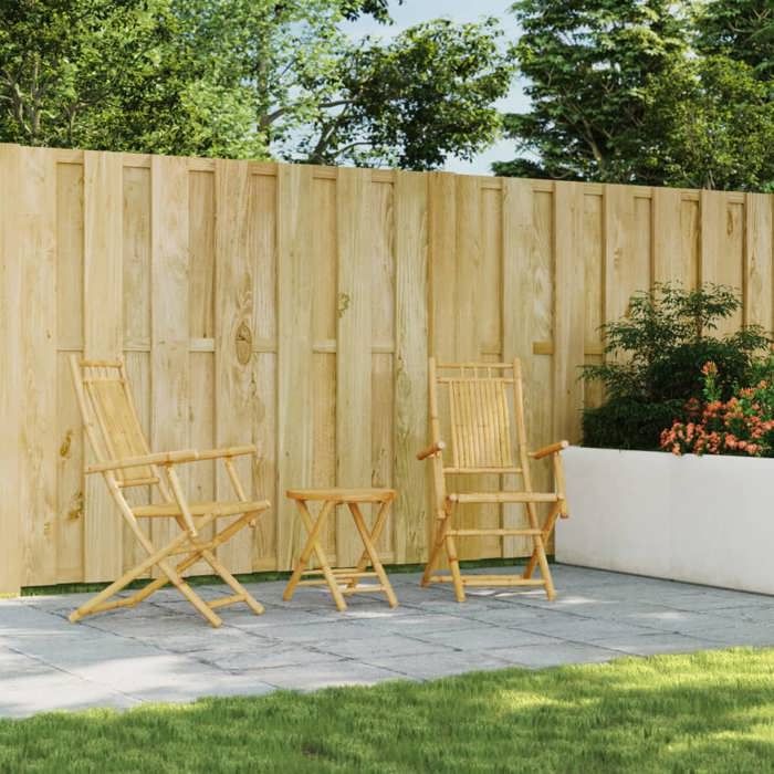 VidaXL Ensemble de bistro 3 pcs bambou, ensemble de bistro de jardin, ensemble de balcon, ensemble de meubles d'extérieur 3278532