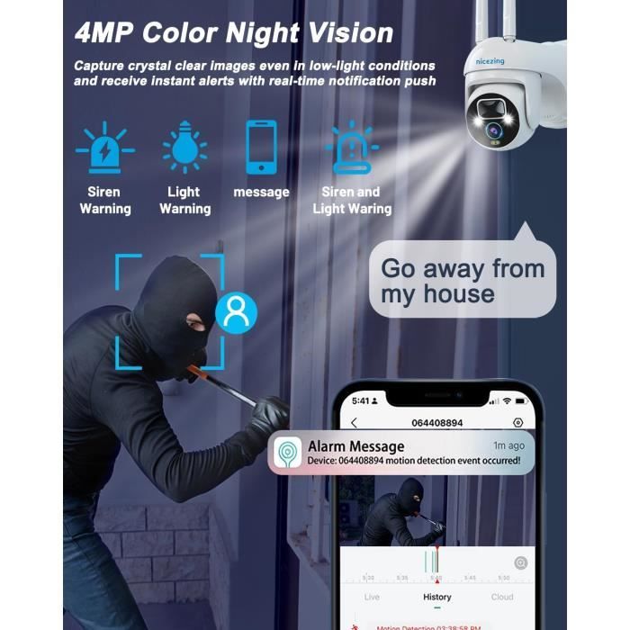 Caméra De Sécurité - WiFi Extérieure - 4MP - Vision Nocturne Couleur - Étanche IP66