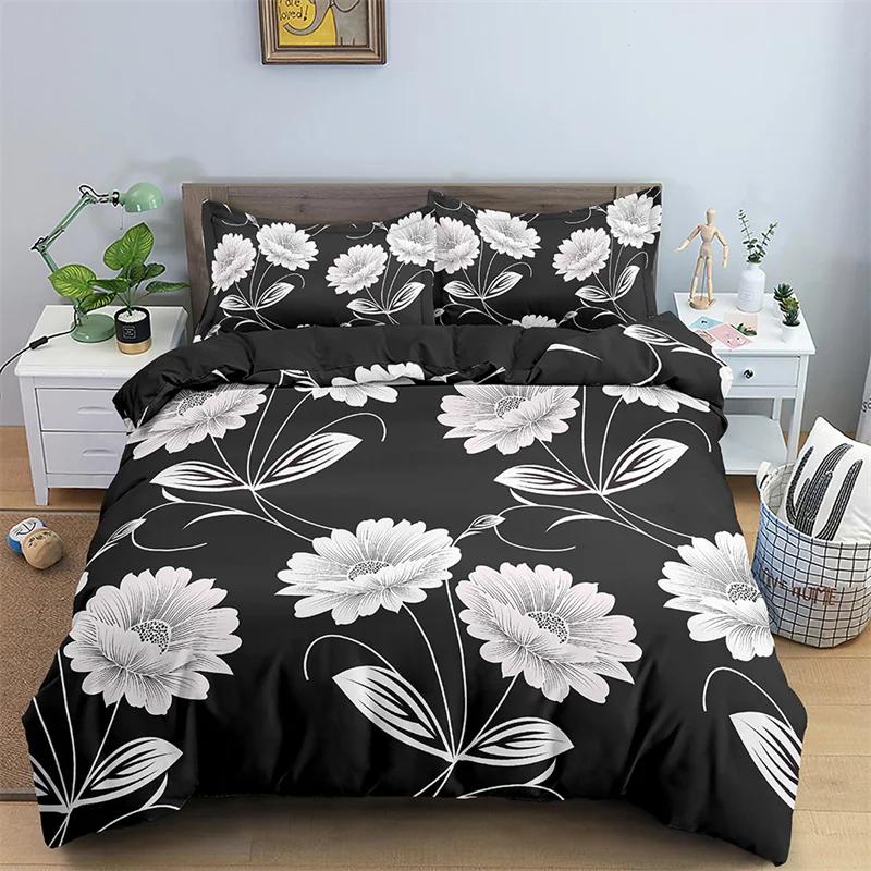 

Botanical Floral Duvet Cover King Leaves Flowers Bedding Set Microfiber Spring Blossom Quilt Cover Single Double For Teen Adult EU Single(135*200cm)3pcs