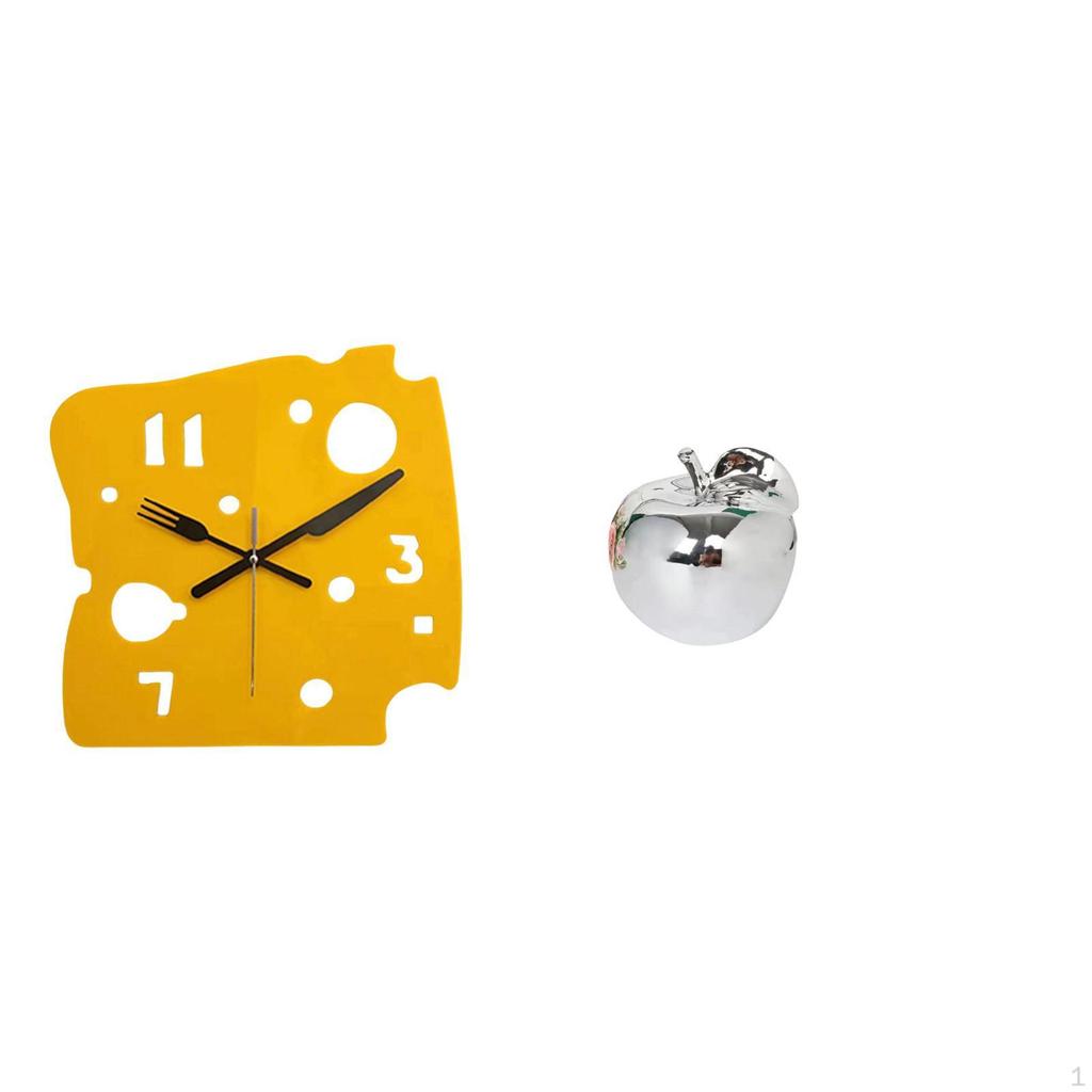 Nordic Minimalist Cheese Clock Ceramic Figurine Wall Hanging Craft Quiet Acrylic Desk Ornament
