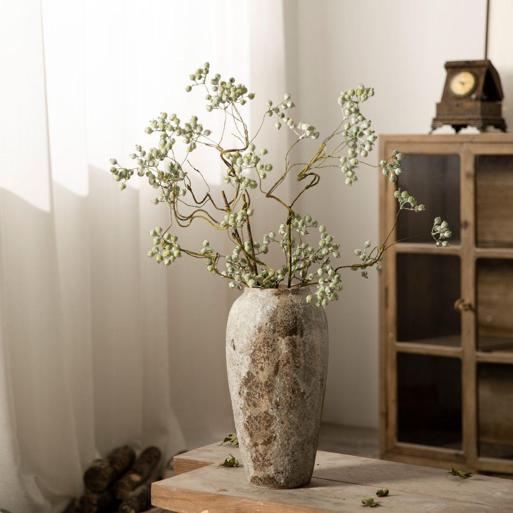 Mottled Retro Chinese Wabi-Sabi Vase: Antique Ceramic Ornament for Bougainvillea Display