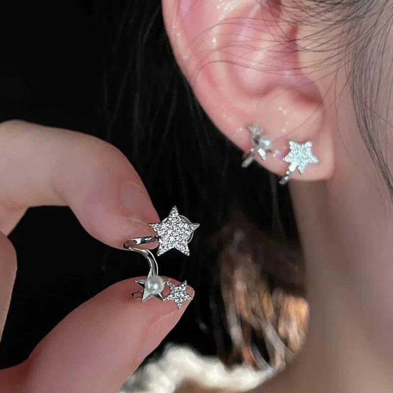 Νέα Πολυτελή Σκουλαρίκια Καρφωτά Ακανόνιστου Αστεριού με Μαργαριτάρια και Κρύσταλλα, Εξαιρετικά Σκουλαρίκια με Ζιργκόν σε Δέσιμο με Νύχια για Γυναίκες, Κοσμήματα Μόδας, Αξεσουάρ για Πάρτι