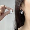 Retro Cute Red Asymmetrical Polka Dots Geometric Square Round Splicing Stud Earrings for Women Daily Wear Trendy Jewelry Gifts
