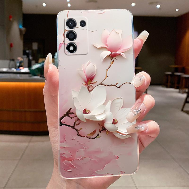 Back Cover For OPPO K9S Realme Q3S Q3t 5G Clear Phone Case Luxury Fashion Butterfly Flower Transparent Soft Silicone TPU Casing
