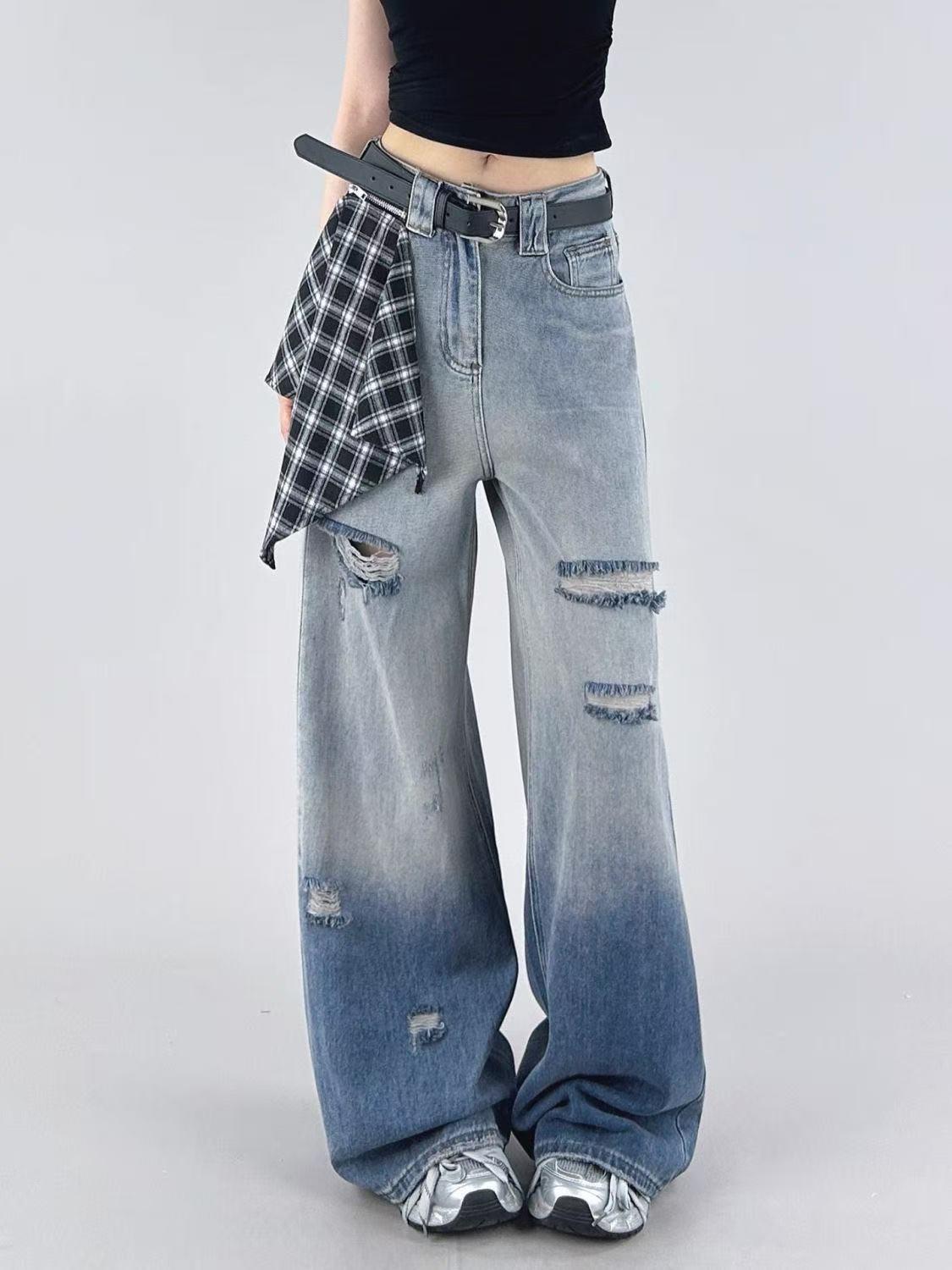 

Women’s High Waist Retro Gradient Wide Leg Jeans - Summer 2025 Collection Double Extra Large синій