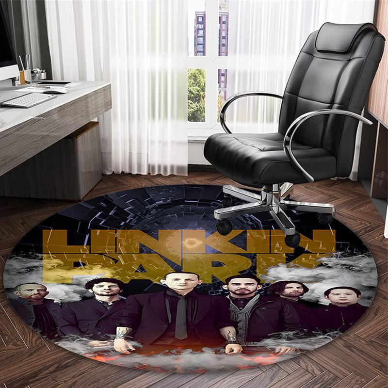 1pc Linkin Park2 Print Round Carpet Chair Round Carpet Suitable for Bedroom Living Room Home Decorative Carpet