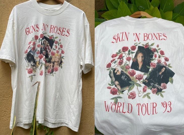 2 sided Guns n roses band tour white t-shirt QT7242 XXXXL