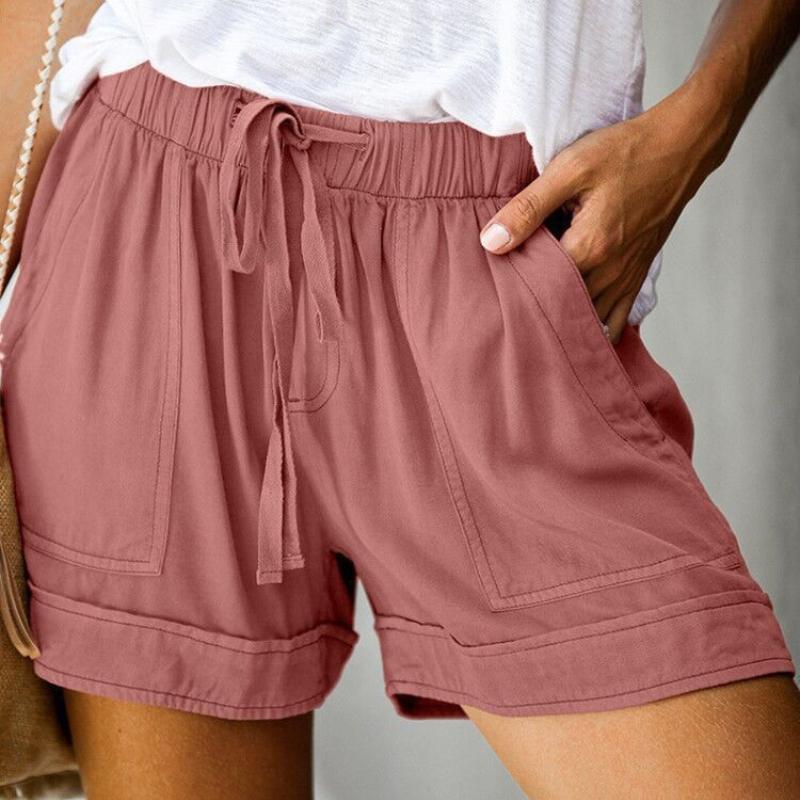 Women's Casual Loose Elastic Waist Plus Size Shorts with Pockets Trousers