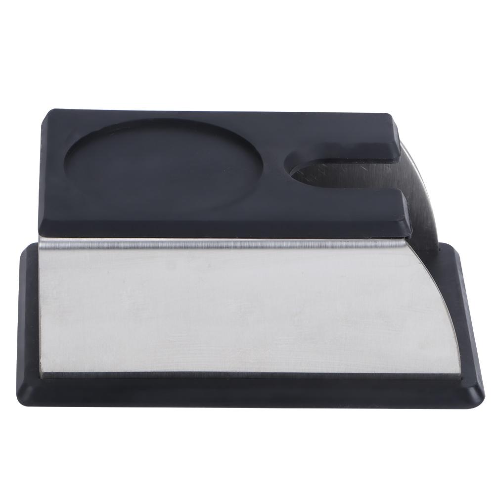 NonSlip Stainless Steel Coffee Tamper Stand Holder Tamping Mat Coffee Machine Accessory(Black )