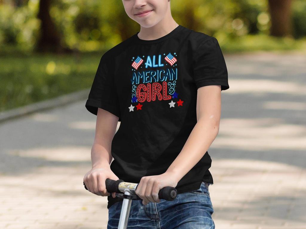 All American Girl T-Shirt | Patriotic USA Flag Stars Stripes Tee