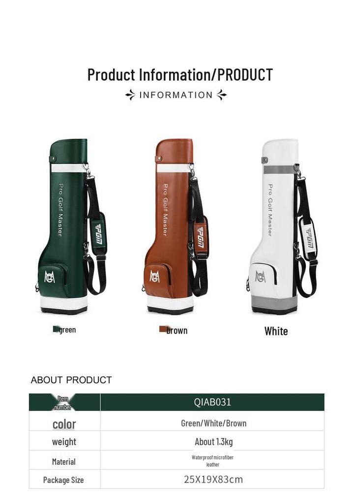 PGM Ultra-light Waterproof Golf Club Bag - Half-length, Holds 14 Clubs, Unisex Design
