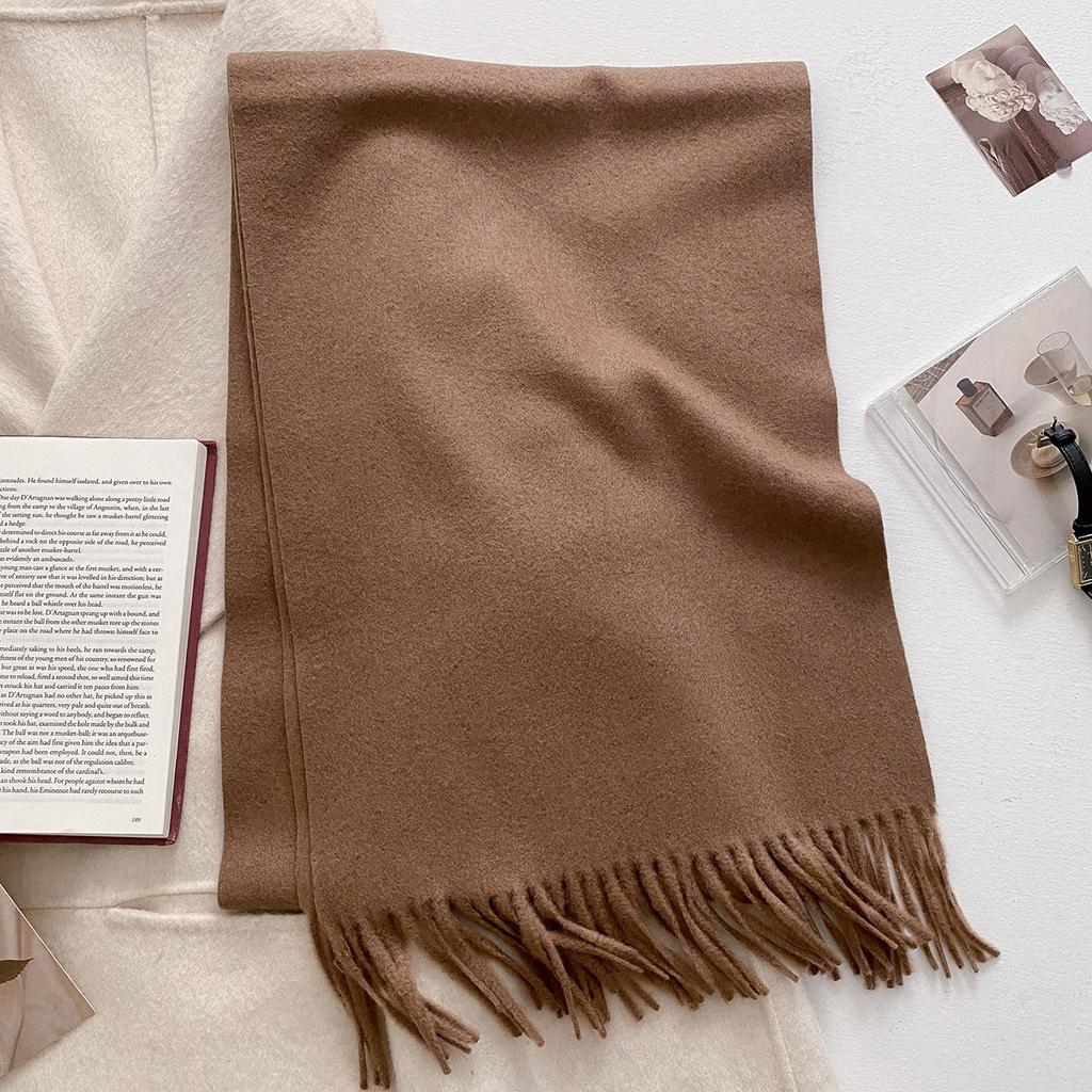 30*180cm Wool Scarf Women Luxury Solid Color Winter Warm Fashion Scarves Tassel Shawls Pashmina Lady Soft Wraps