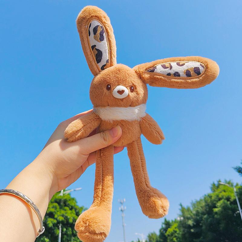 Funky Melard Leopard Print Plush Rabbit Fur Keychain Pendant For Accessories Eyecatching