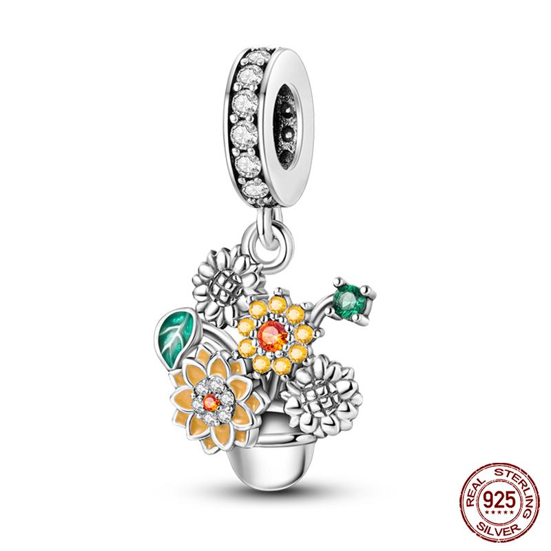 100% Kupfer Exquisite Blume Sonnenblume Spinne Anhänger Perlen Passend für Qikaola Original Armbänder Diy Geburtstags Schmuck Geschenk