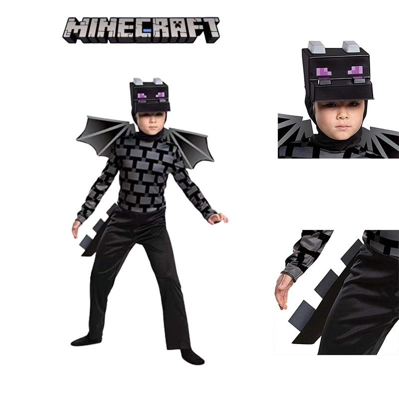 Minecraft Ender Kid Dragon Cosplay Jumpsuit Mask Party Fancy Gifts Halloween
