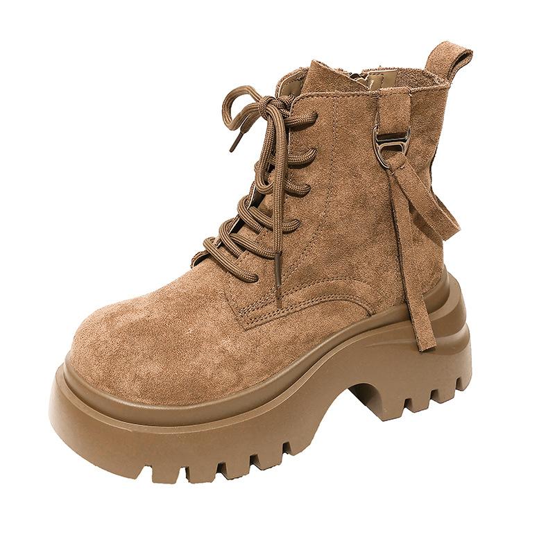 British style platform Martin boots women's 2025 new autumn and winter versatile heightening short boots retro locomotive rhubarb boots