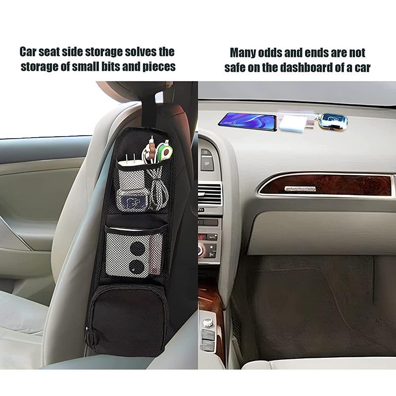 Multi-Pocket Car Seat Organizer Multifunctional Car Seat Back Side Hanging Bag Mesh Pocket Storage Bag Auto Interior Accessorie