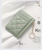 1pcs Soft sheepskin short wallet, small fragrance style diamond grid ultra-thin leather zipper mini change bag for women