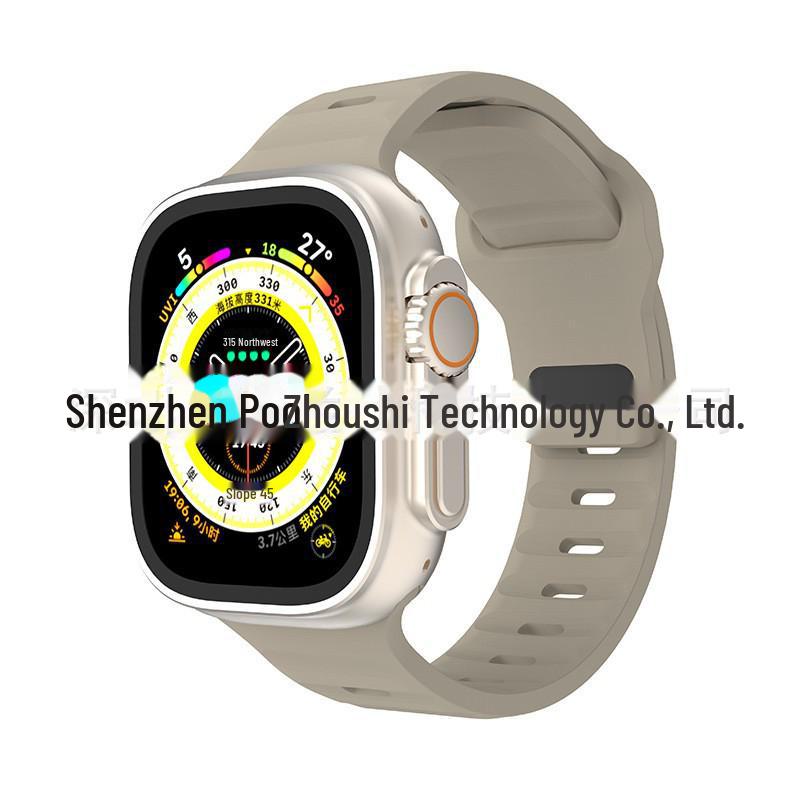 iWatch7 Diamond Buckle Horizontal Stripe S9 Silicone Strap for Apple Watch 8/Ultra