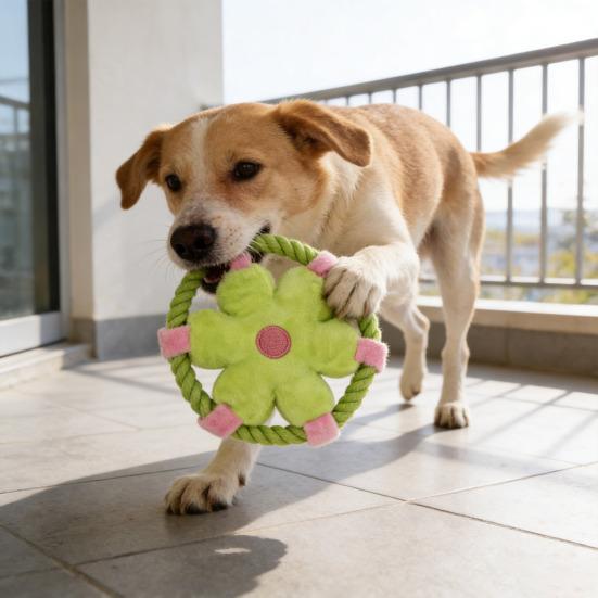 Plysch Hund Flygande Disk Fylld Disk Hund Tuggdjur Repcirkel Interaktivt Dragkampsleksak för Små Medelstora Hundar Träning Kasta Hämta