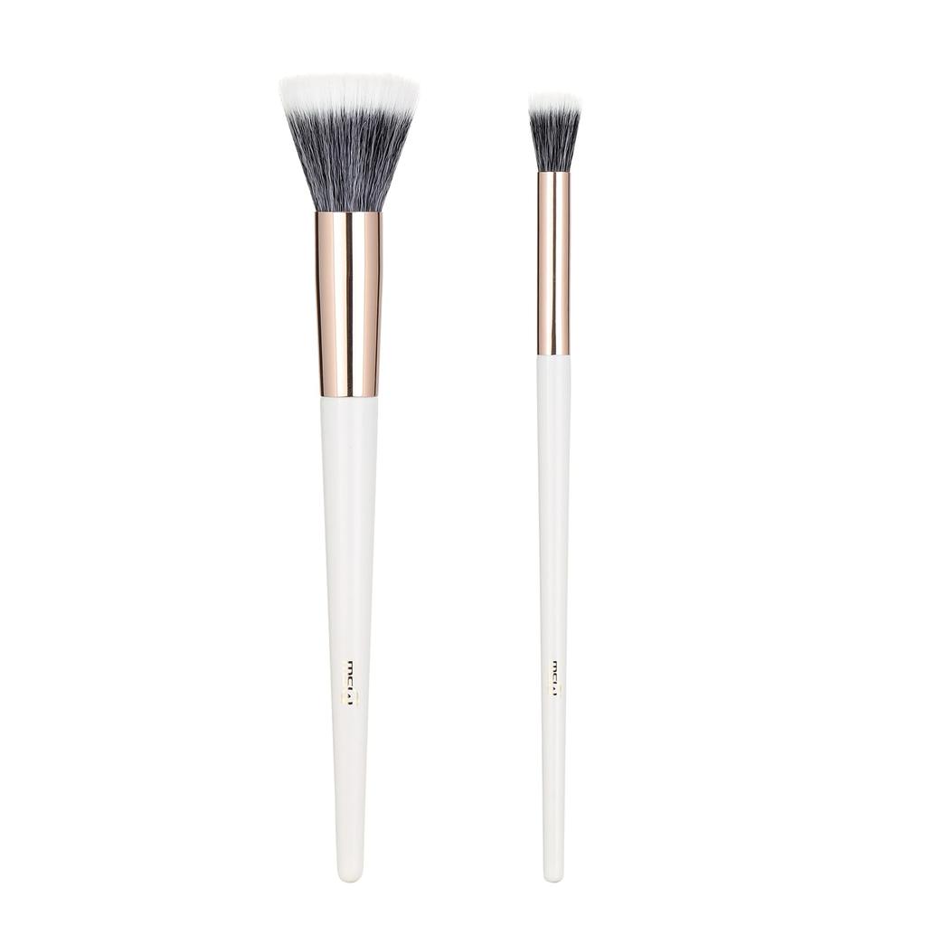 MSQ Makeup Brush Blush and Cheek Facial Makeup Soft and Natural White 2-Piece Set, Brushes, Tool, Blending,