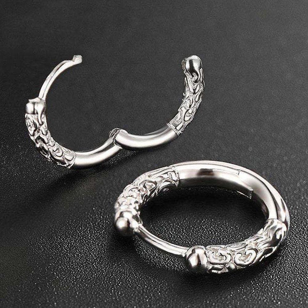 

Минималистский круг в стиле хип-хоп, посеребренный, с резьбой, обруч для ушей, зажимы для ушей, серьги-обнимашки, модные украшения