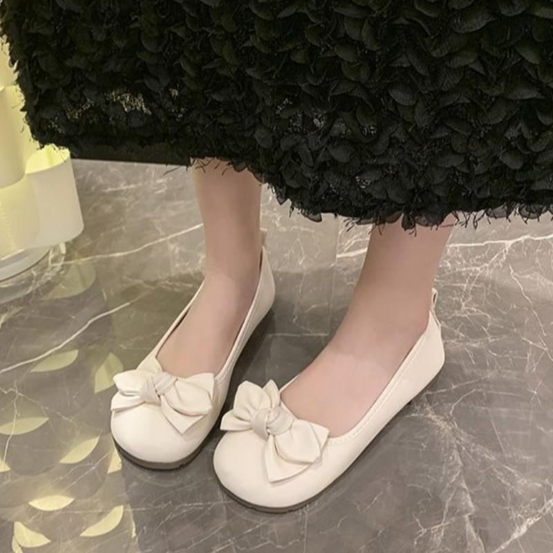 Spring Autumn New Shallow Mouth Flat Bottom Single Shoes for Women Versatile Butterfly Bow Simple Casual Single Shoes