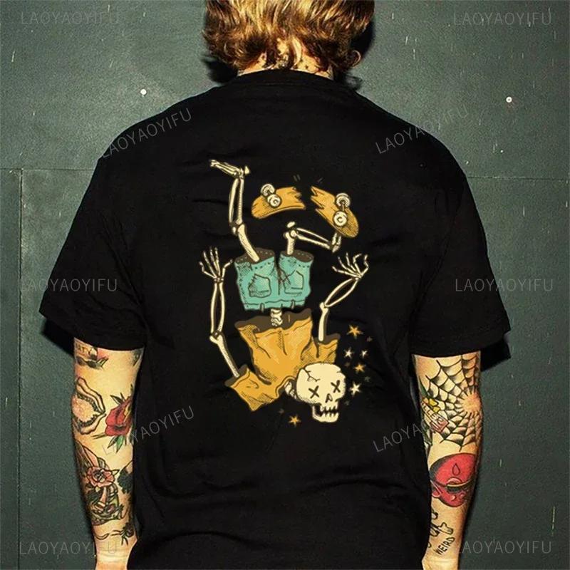 Horror Devil Dark Punk Skull Graphic Tshirts Harajuku Retro T Shirt Unisex Black White Casual Tee Summer Oversized Tee Camisetas