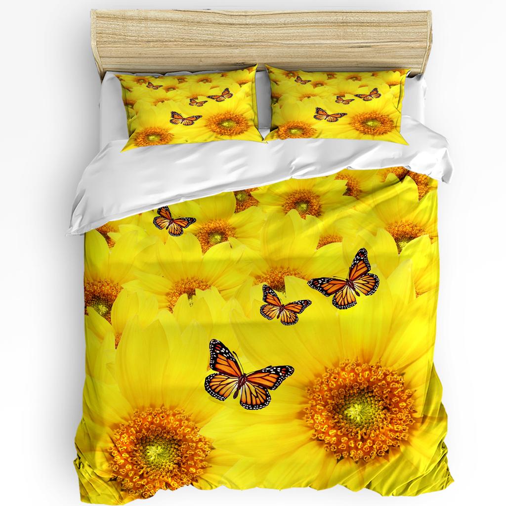 Bee Honey Flower Yellow Printed Comfort Duvet Cover Pillow Case Home Textile Quilt Cover Boy Kid Teen Girl 3pcs Bedding Set