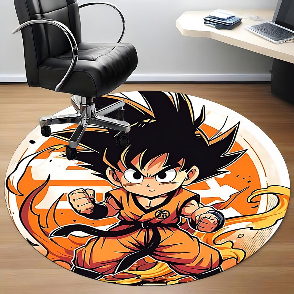 1pc Goku Saiyan Office Round Area Rug, Indoor Mat Suitable For Office, Under Office Chairs Bedroom Living Room Home Decor, Room Deco